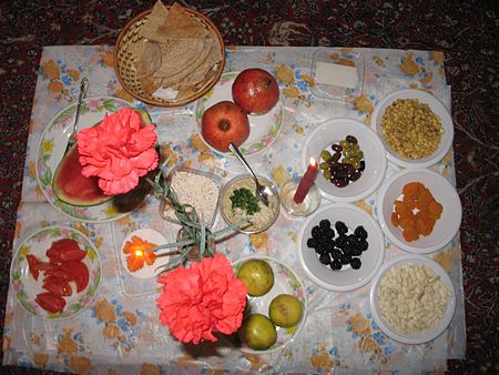 سفره شب یلدار - شب یلدا این جشن ایرانی خجسته باد. جشن ایرانی یلدا براای تمامی ایرانی تباران سراسر جهان میمون و خجسته باد.